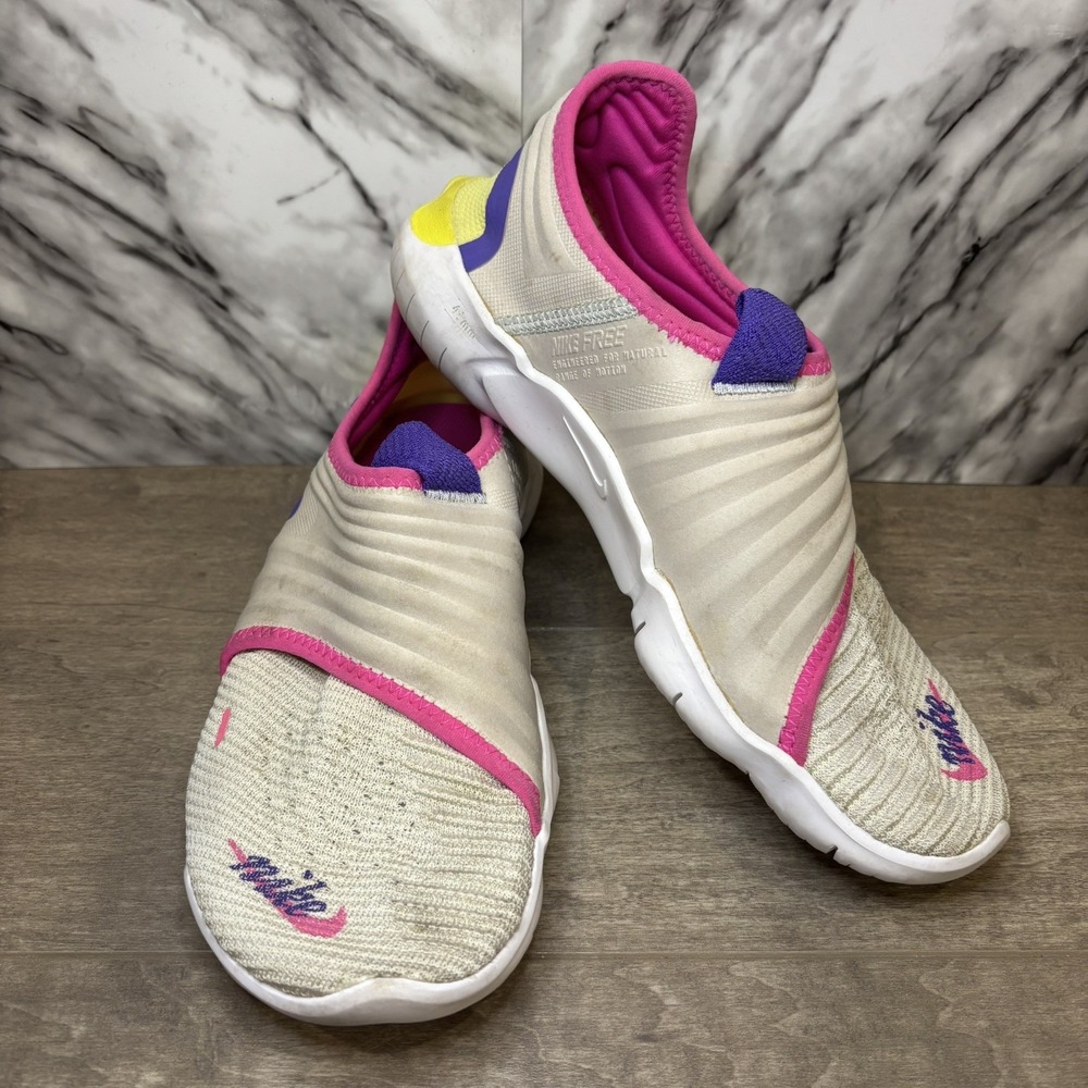 Nike Free RN Flyknit 3.0 Womens Size 9.5 Running Shoes White Pink CK0822-001